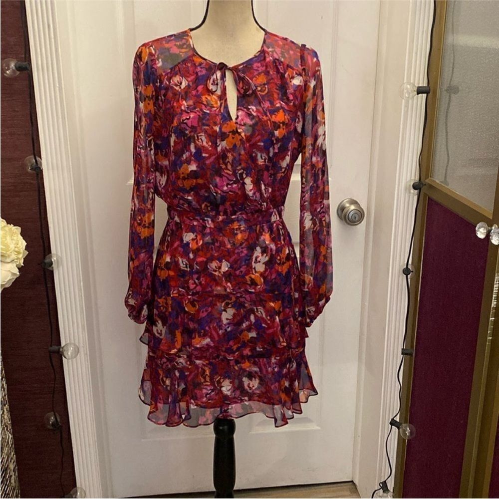 NWT Parker 100% silk Floral Chiffon Dress - Multicolor, US4